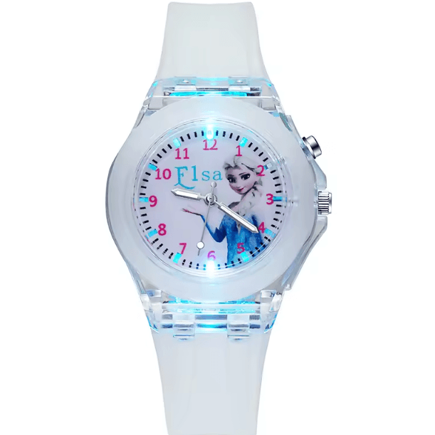 Disney Frozen Kids Light-Up Watch – Princess Elsa Silicone Strap Cartoon Wristwatch