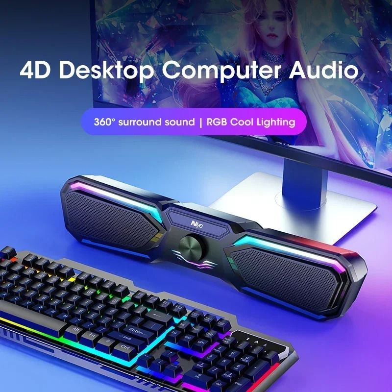 4D Surround Wireless Bluetooth Speaker with Dual Diaphragm Portable USB Powered Music Box