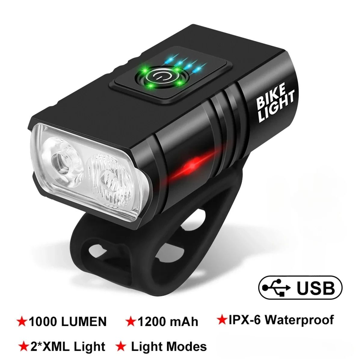 T6 LED Bicycle Front Light – High-Intensity Rechargeable Night Riding Headlamp