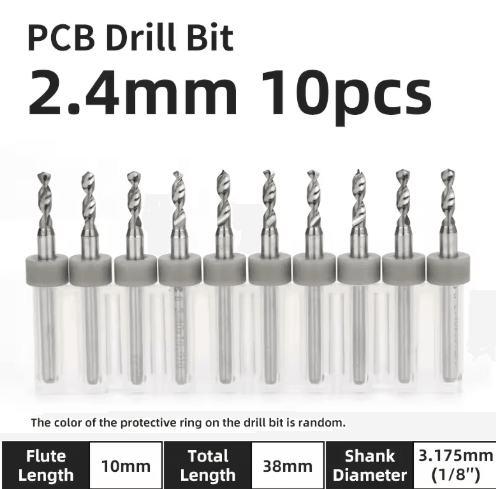 TOOLEYE Micro PCB Drill Bit Set – 10pcs Precision CNC Drills (0.1–3.175mm, 1/8 Shank)