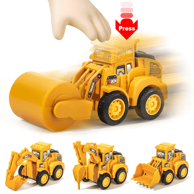 Press & Go Construction Vehicle Toy Set – Kids Excavator & Bulldozer Engineering Cars