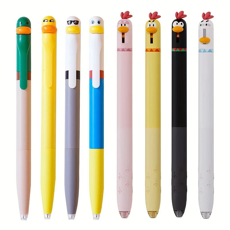 Funny Chicken Rotating Gel Pens Set – 0.5mm Cute Pressing Black Ink Writing Pens