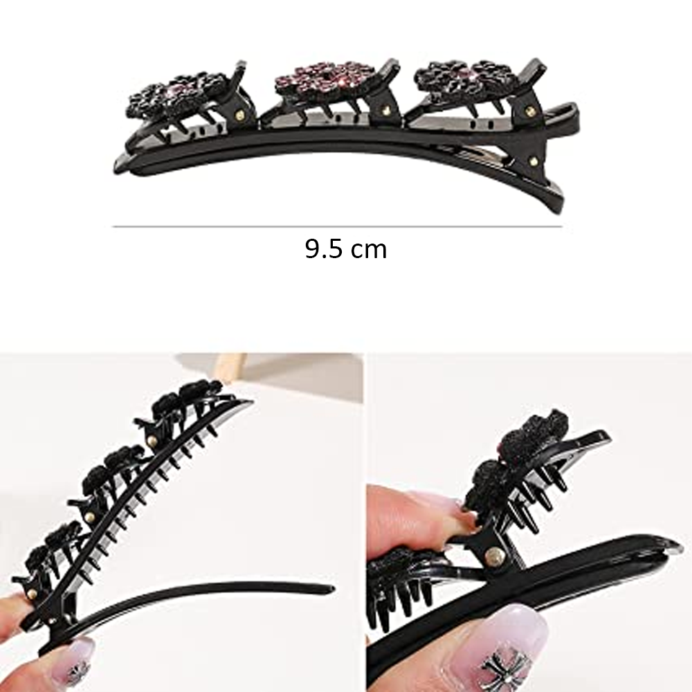Sparkling Crystal Stone Braided Hair Clips