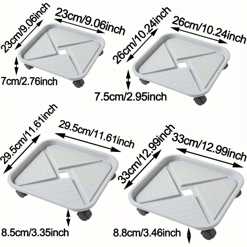 Rolling Plant Caddy with Drainage Tray – Square Wheeled Flower Pot Mover & Garden Plant Stand