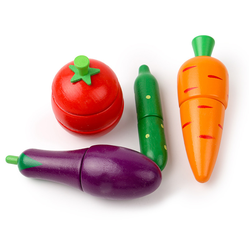 Wooden Fruit Vegetable Set, Montessori Educational Toy, Simulation Kitchen Pretend Game, Kids Gift Cutting Classic