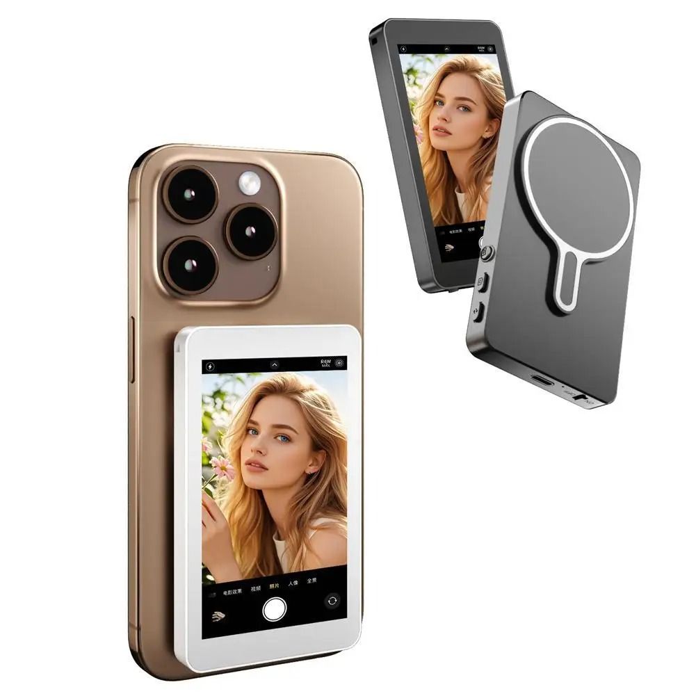 Selfie Monitor Screen Rear Portable Vlog Display with Magnetic Mount for Phone Camera