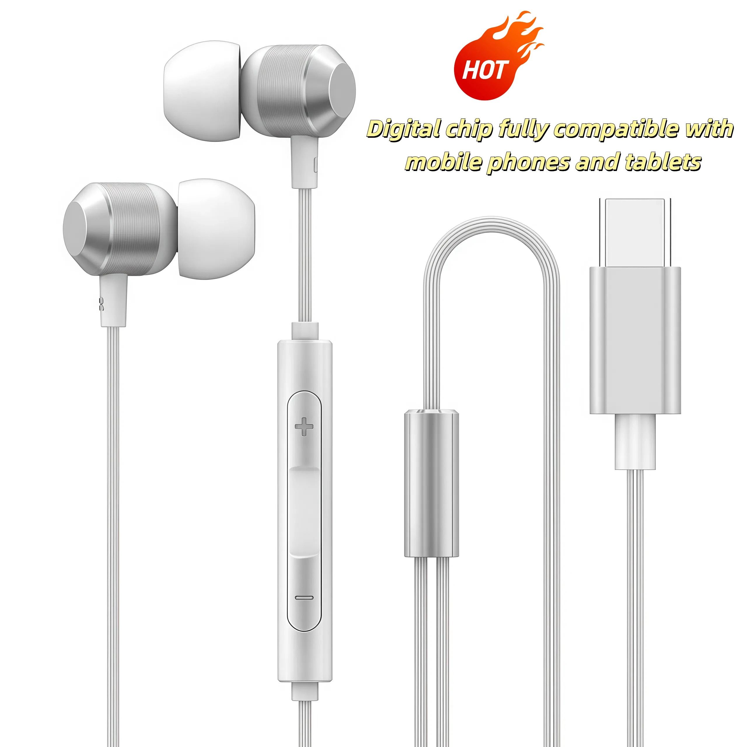 Universal HiFi USB-C Wired Earbuds with Digital Chip and 1.2M Cable