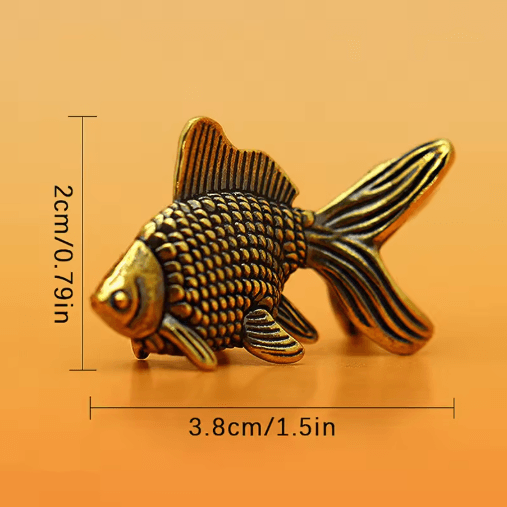 Retro Brass Goldfish Figurine Lucky Animal Statue Desk Ornament and Tea Pet