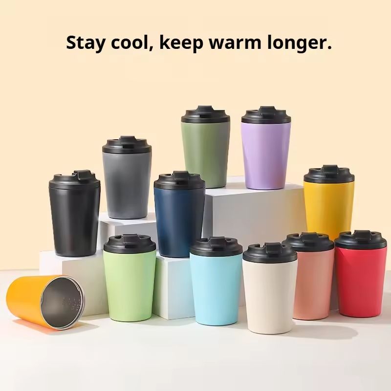 12 oz Stainless Steel Insulated Travel Coffee Mug with Non Slip Base and Leak Proof Lid