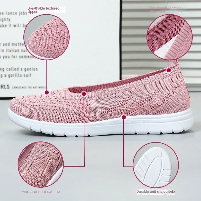 Women slip on breathable mesh flat loafers lightweight casual walking shoes
