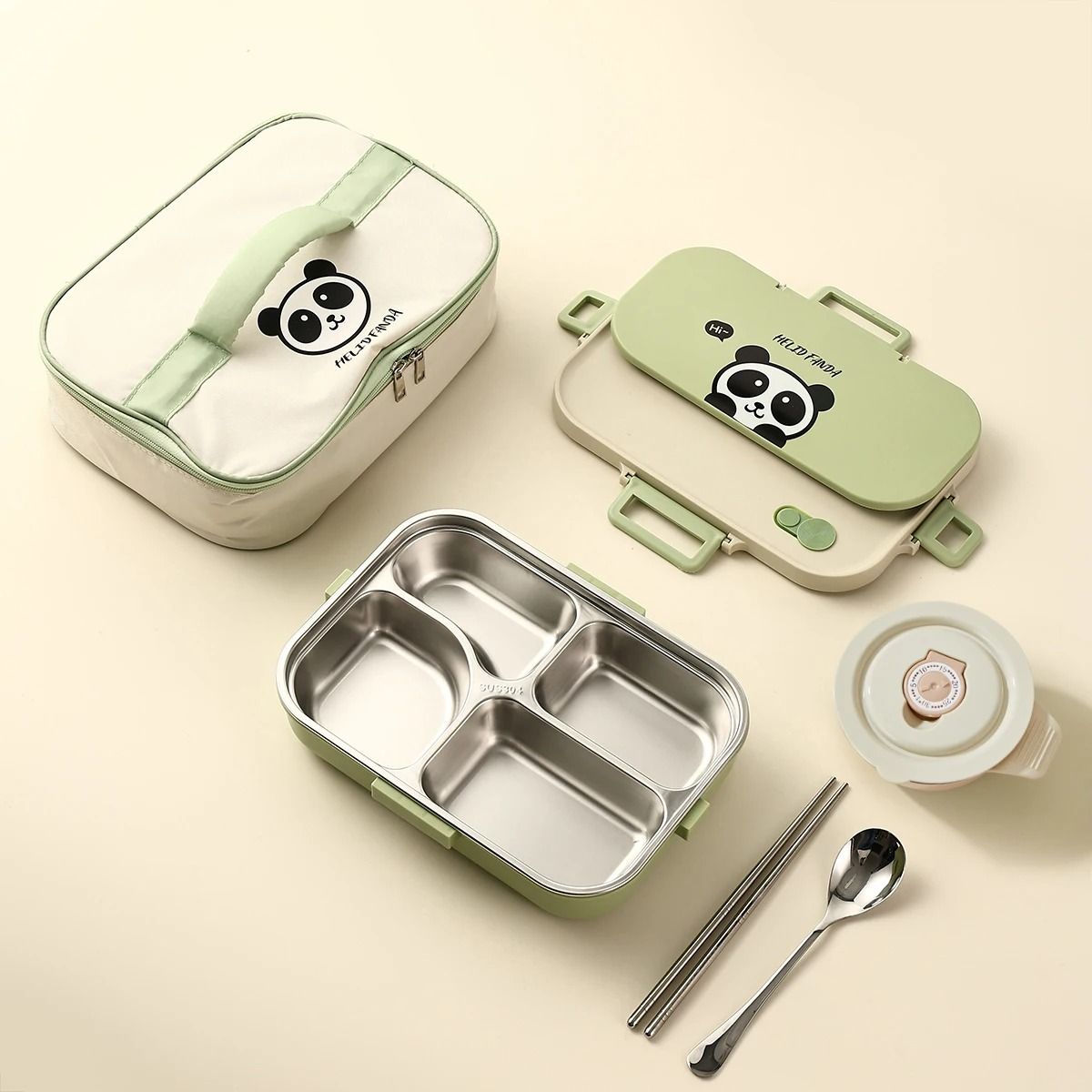 Stainless Steel Divided Lunch Container Large Capacity Bento Lunch Box Set
