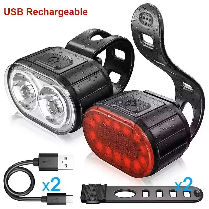 Bike Light Set USB Rechargeable Front and Rear LED Cycling Lights