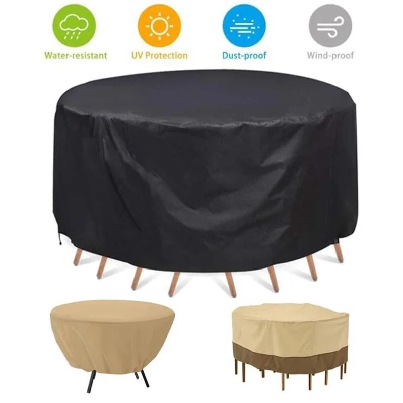 210D Oxford Cloth Rainproof Outdoor Furniture Cover for Round Table and Chairs