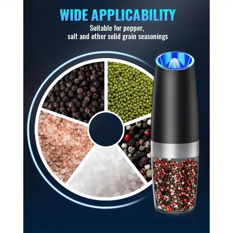 Gravity Electric Salt and Pepper Mill with Automatic Tilt Grind and Adjustable Coarseness