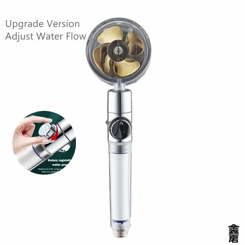 Pressurized 360° Rotating Turbo Shower Head with Water-Saving Propeller Flow