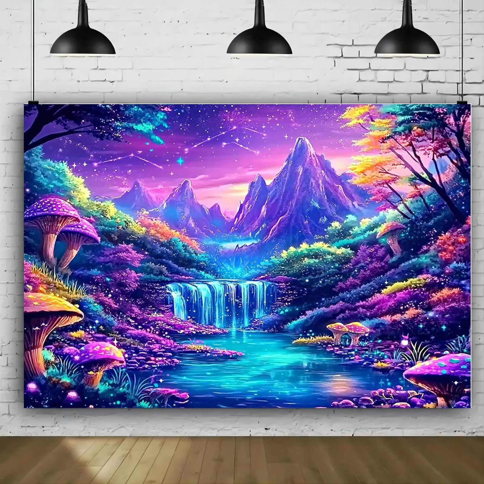 Enchanted Fantasy Forest Glow-in-the-Dark Tapestry