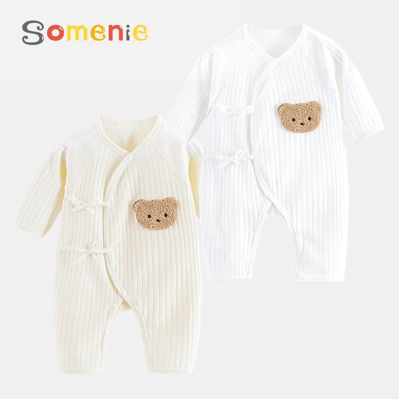 Somenie Cotton Knitted Baby Jumpsuit Long Sleeve Infant Romper