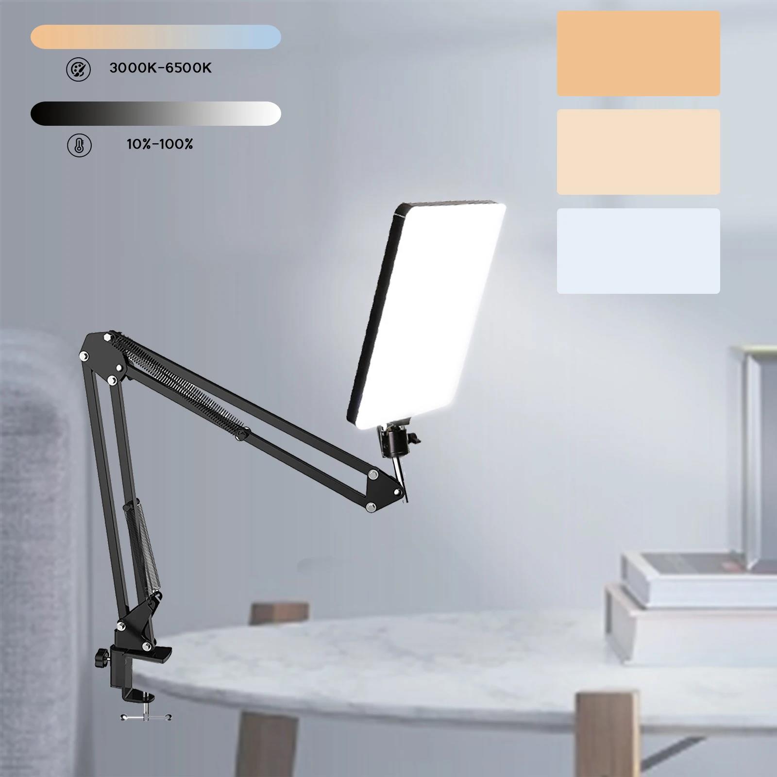 LED Photography Light with Scissor Arm Stand, Selfie Light for Zoom, YouTube Live Streaming, Conference Lighting Photo