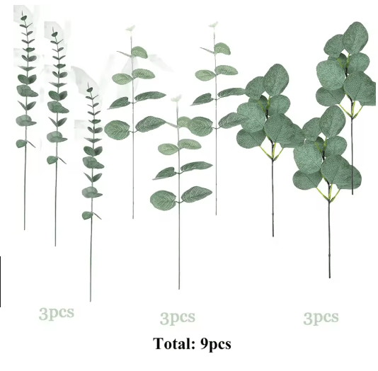 EverGreen Bulk Eucalyptus Stems Set – Mixed Silver Dollar Artificial Leaves (30/60/120PCS)