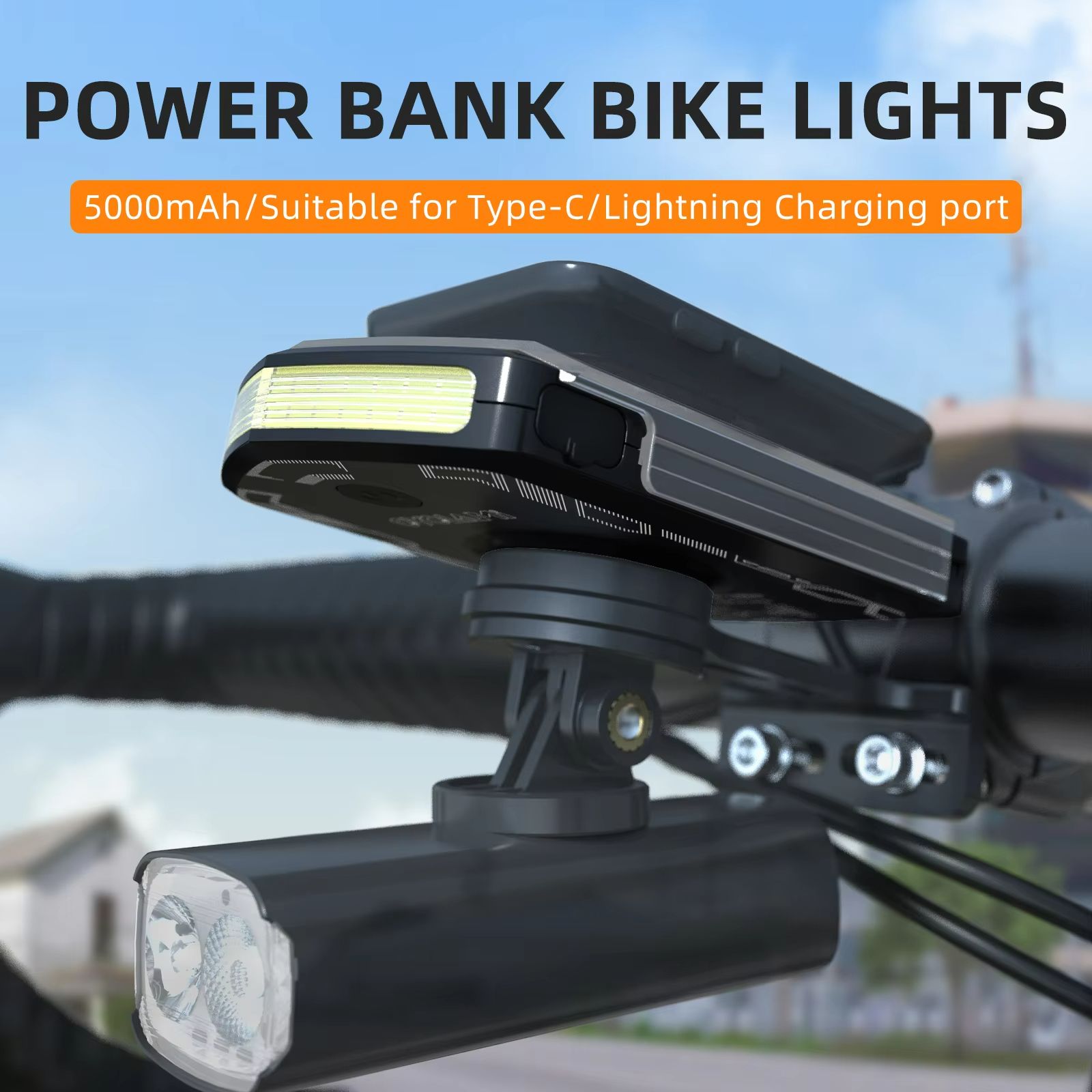 CYCLAMI RVL01 Rechargeable Bike Headlight – 5000mAh USB-C Front Bicycle Light Compatible with Garmin & XOSS