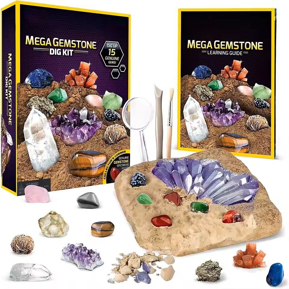 Dig & Discover Crystal Mining Kit – Gemstone Dig Toy Educational Science Set for Kids