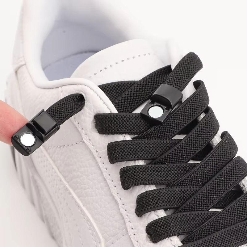 Magnetic NoTie Flat Elastic Shoelaces with Clip – Stretch Sneaker Laces for Men, Women and Kids