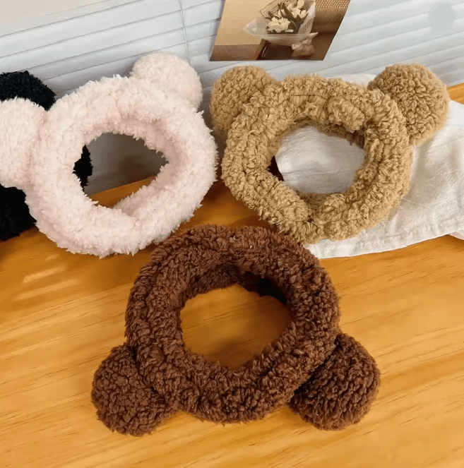 CozyBear Plush Makeup Headband For Face Washing And Skincare