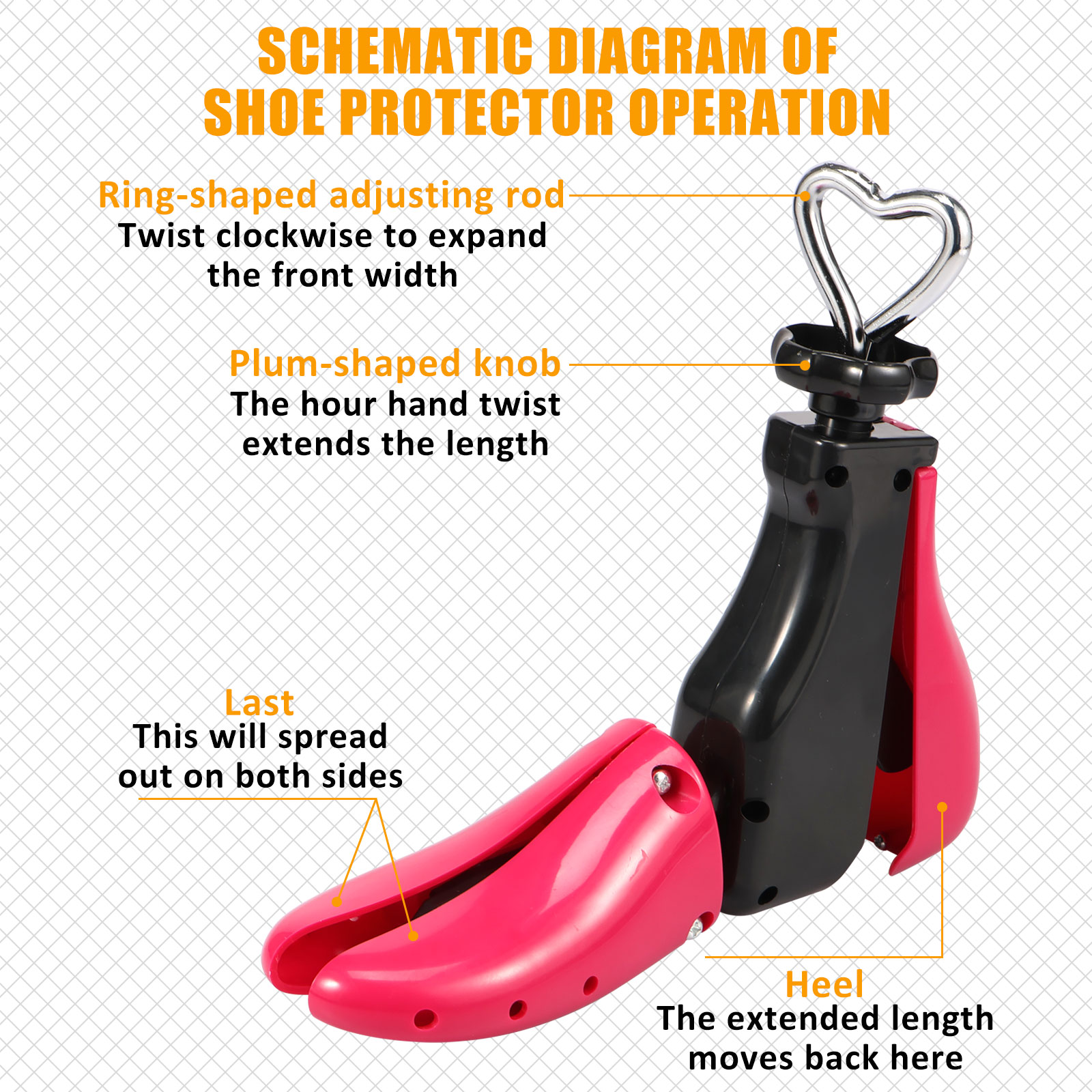 Universal Shoe Stretcher, Adjustable Boot Stretcher, Sneaker Shoe Expander with Steel Shaft for Left Right Shoe Widener