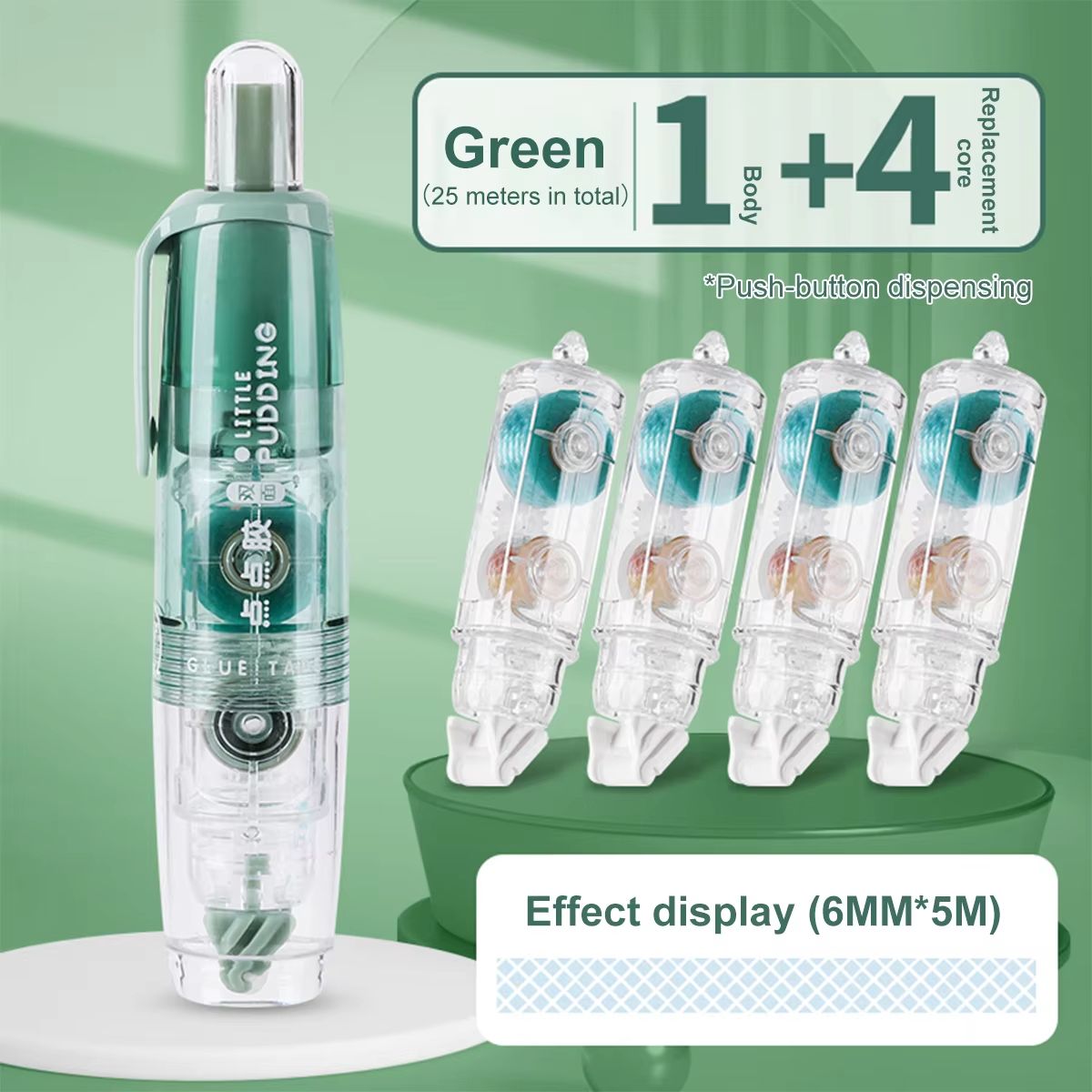Multi-Pack Transparent Dot Glue Tape Set with Replaceable Double-Sided Refills