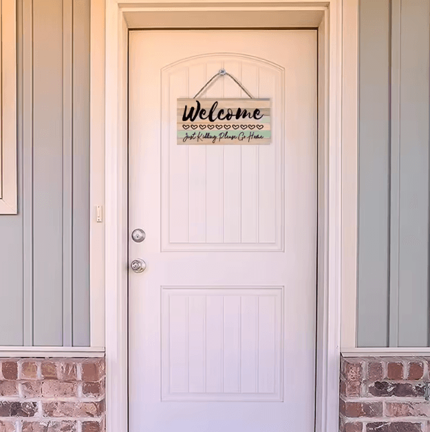 Rustic Wooden Welcome Wall Hanging – Farmhouse Style Home Decor Sign