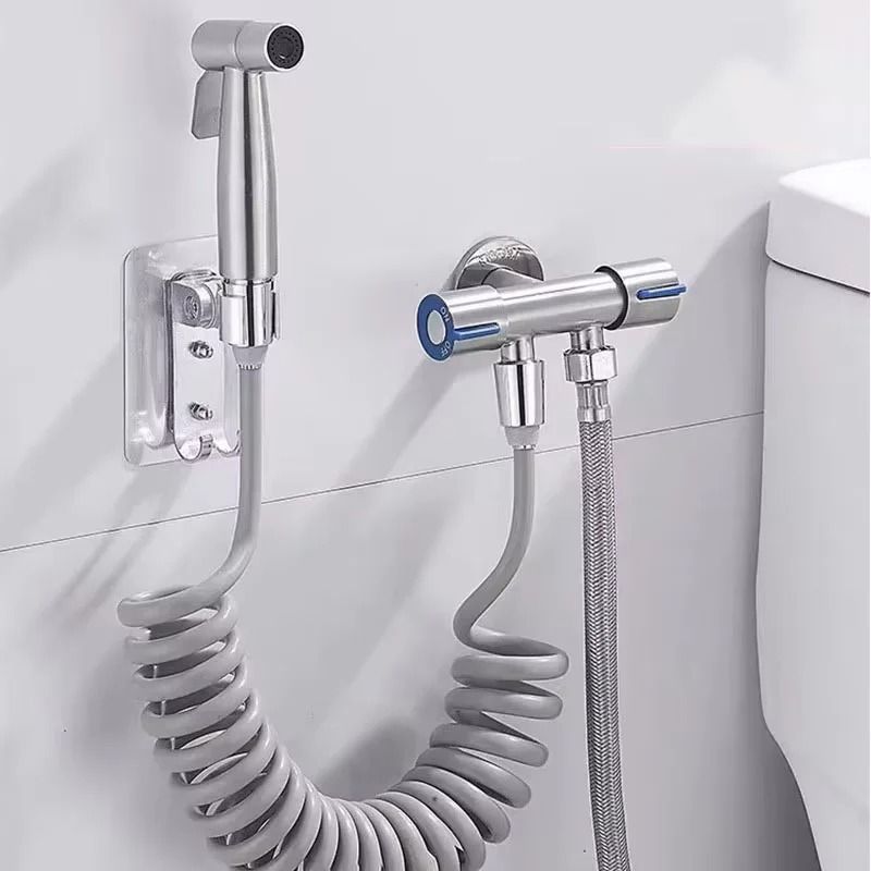 Bathroom Handheld Toilet Spray Set with Double Outlet Corner Valve