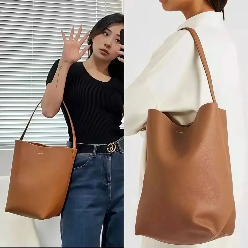 Womens Leather Bucket Tote Bag