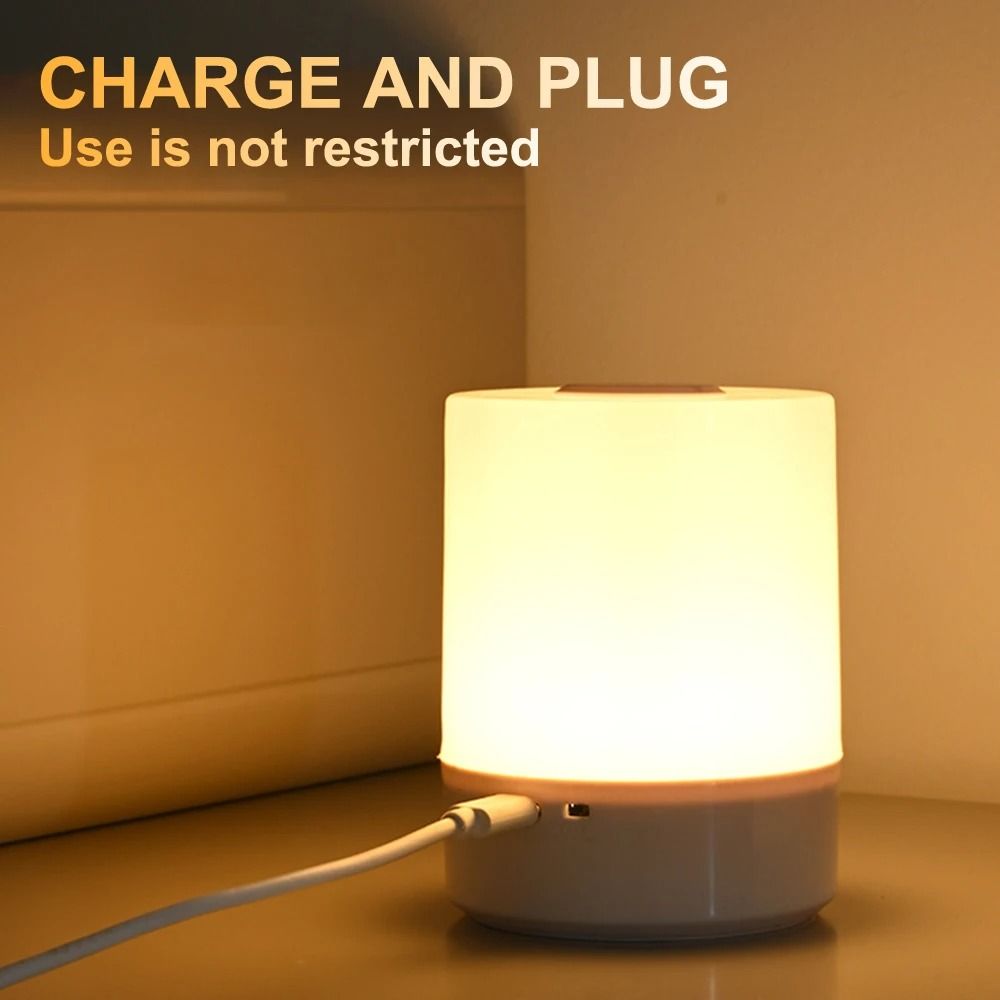 Touch Bedside Night Lamp – 3-Mode Dimmable USB Charging Ambient Light for Kids