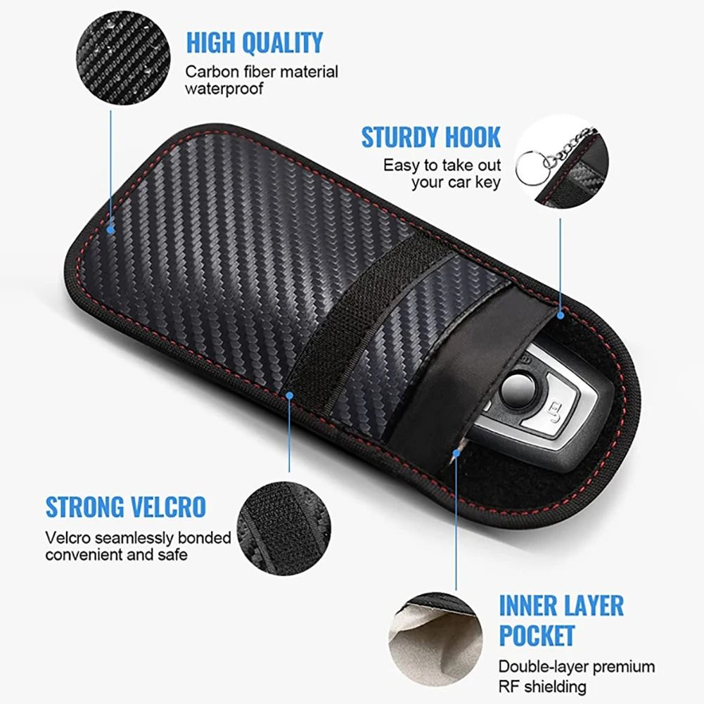 Car Key Signal Blocker Faraday Pouch RFID Protection Case Set of 2