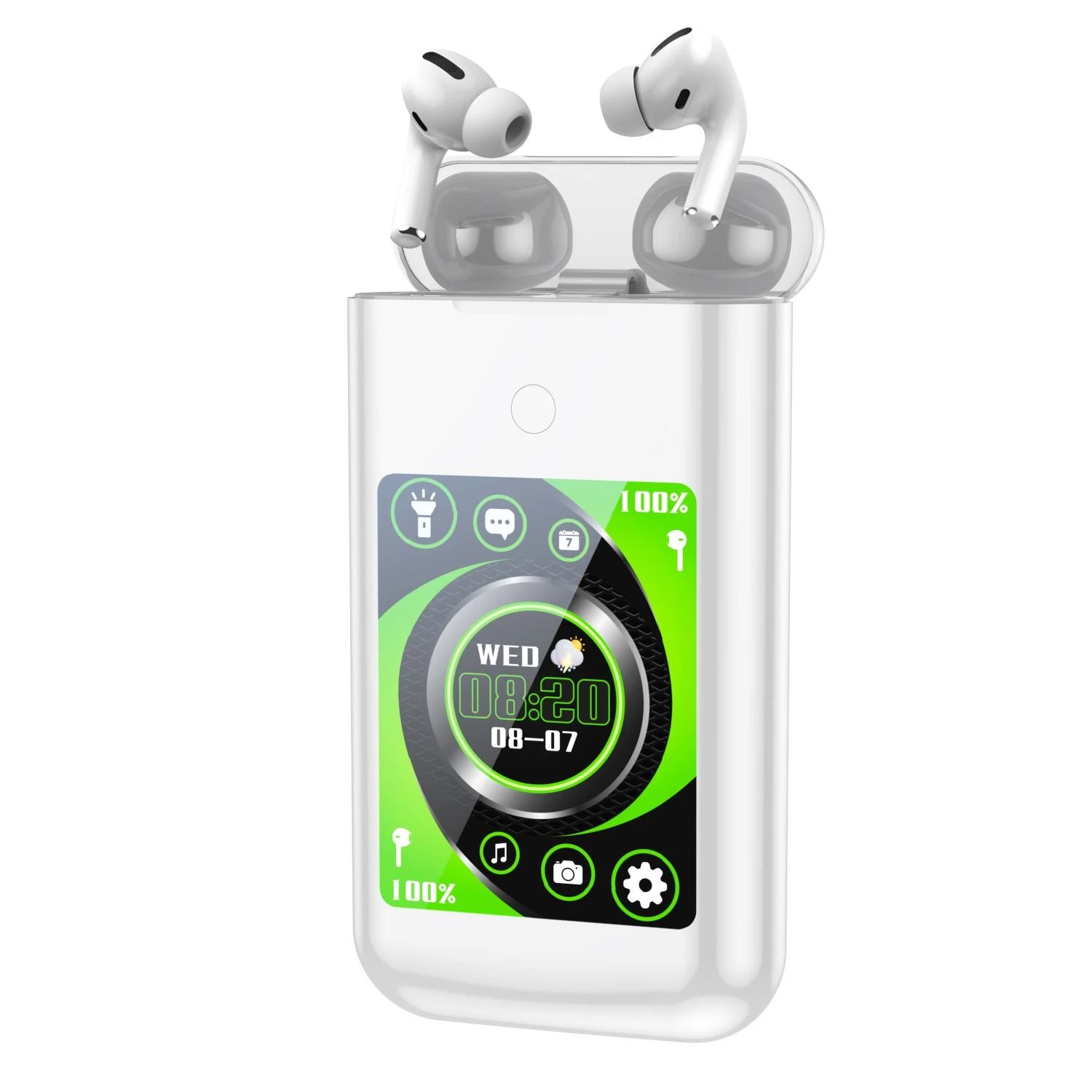 Bluetooth Wireless Earbuds with Touch Screen Charging Case and Power Bank