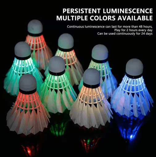 4PCS LED Badminton Shuttlecocks Light Up Glow Badminton Birdies for Indoor and Outdoor Play