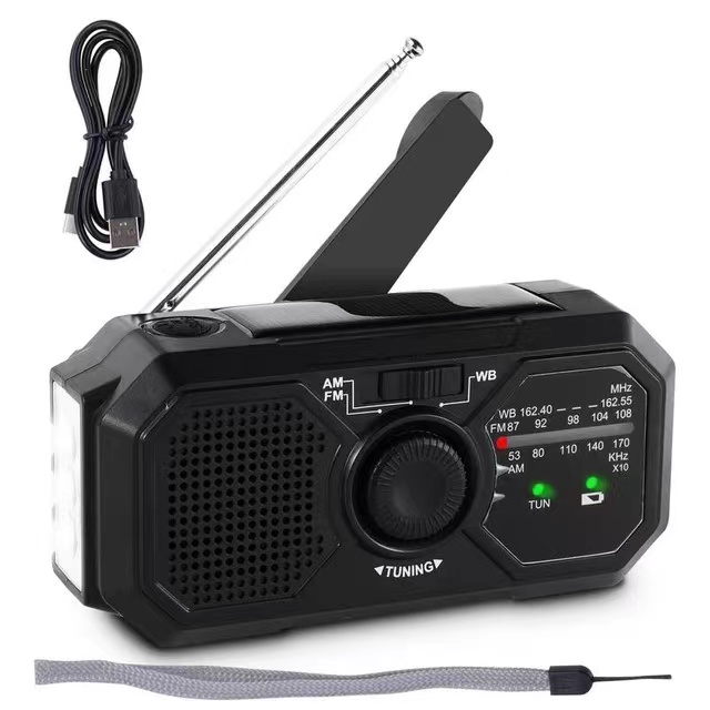 Solar Emergency Radio with Hand Crank, Portable Radio and Power Bank