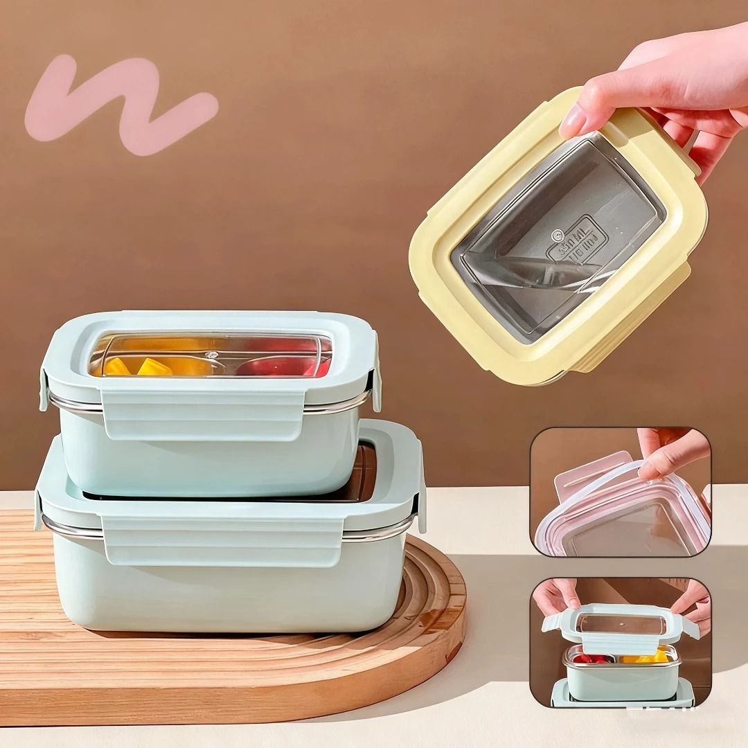 Stainless Steel Lunch Box Leak Proof Divided Microwave Safe Bento Container