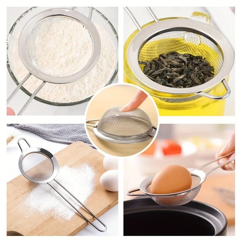 3-Piece Fine Mesh Strainer Set – Stainless Steel Kitchen Sieve & Flour Sifter with Ergonomic Handles
