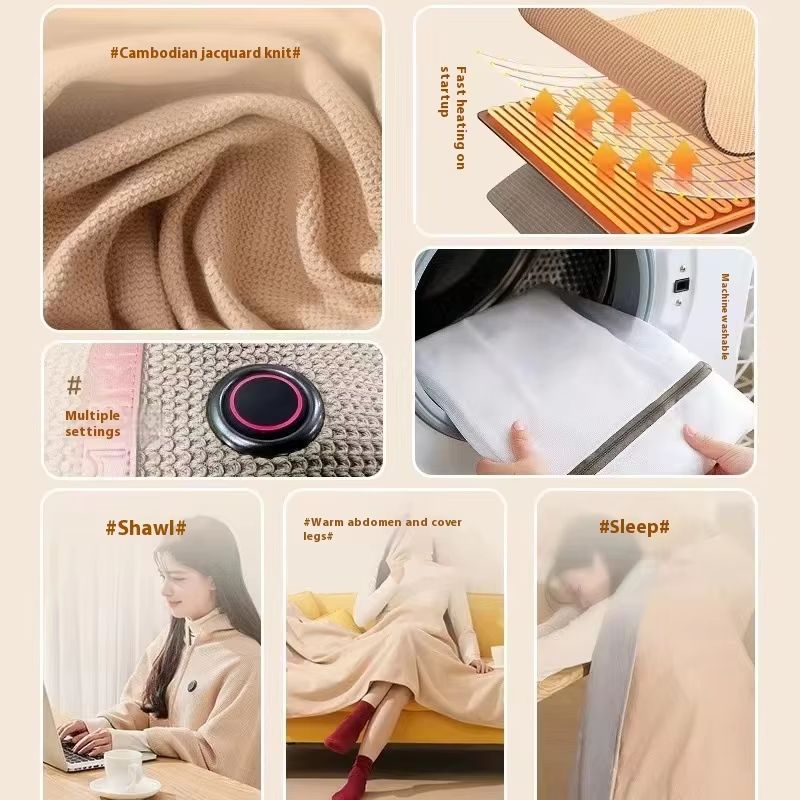 Wearable USB Electric Heated Shawl Blanket for Women and Daily Comfort