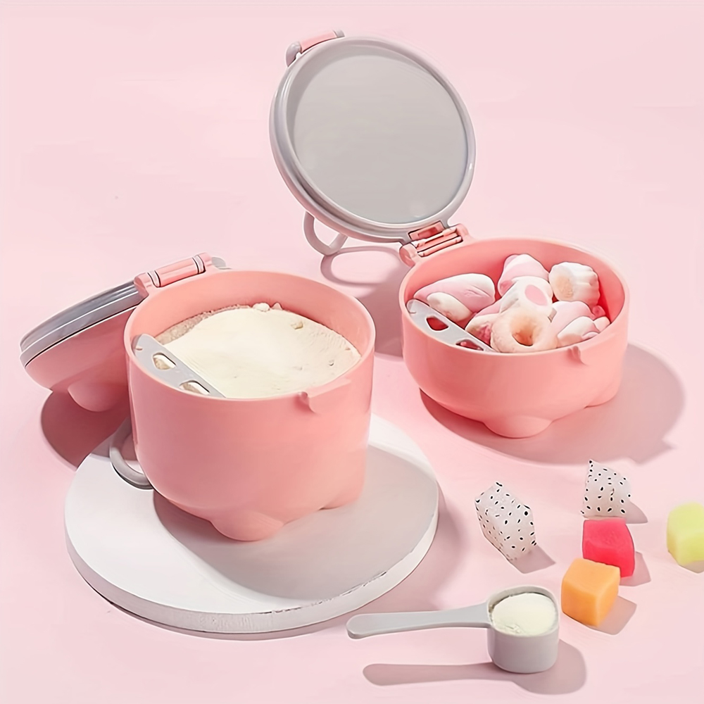 Cartoon Portable Milk Powder Container with Spoon, Baby Feeding Travel Container, Baby Milk Powder Storage Box