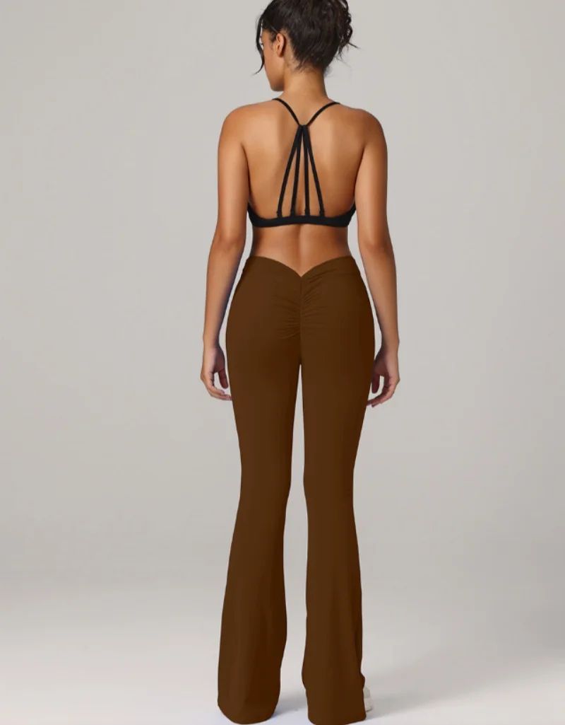 Women's High-Waist V-Shape Flare Yoga Pants – Stretch Wide Leg Gym & Dance Leggings