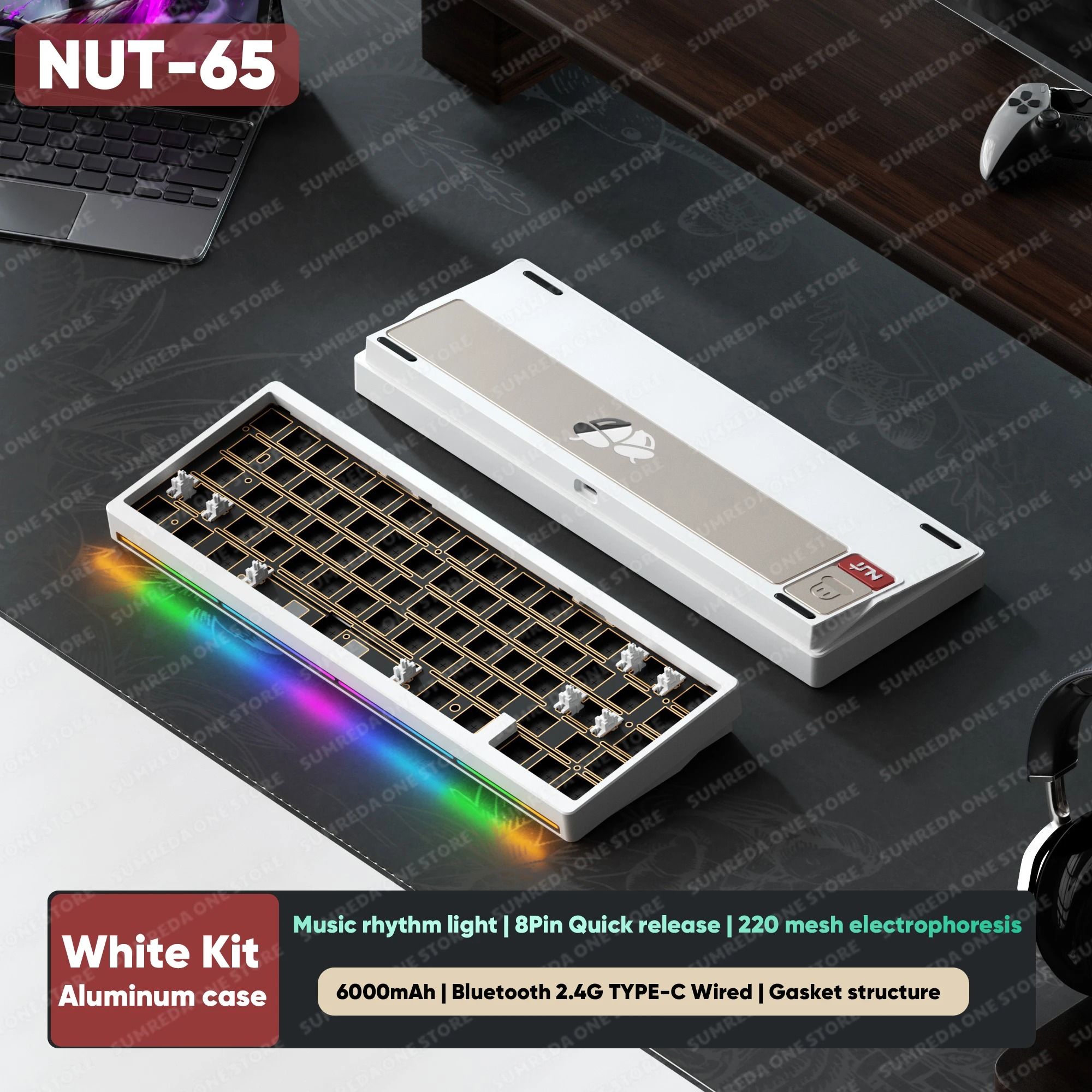 Lucky65 V2 65 Keys Mechanical Keyboard with Aluminum Case RGB Lighting and Hot Swappable Switches