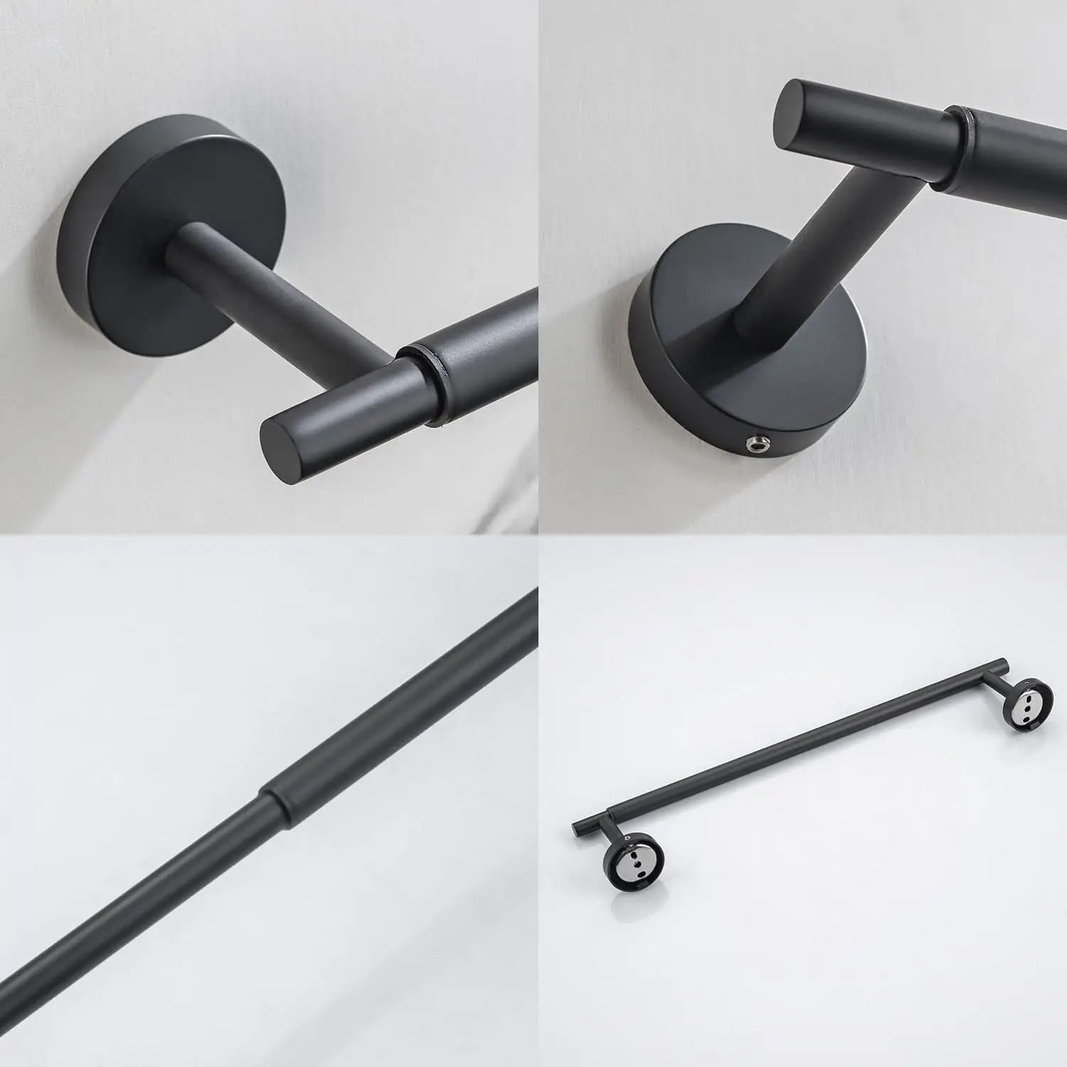Retractable Matte Black Towel Bar – SUS304 Stainless Steel Bathroom Hanging Rack