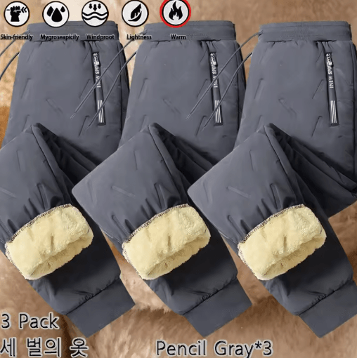 3 Pack Mens Winter Fleece Pants Waterproof Windproof Lambswool Thermal Trousers
