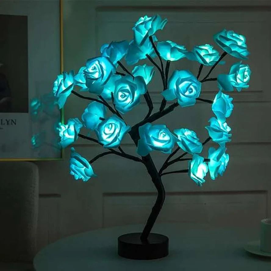 24 LED Rose Tree Lamp USB Fairy Flower Night Light