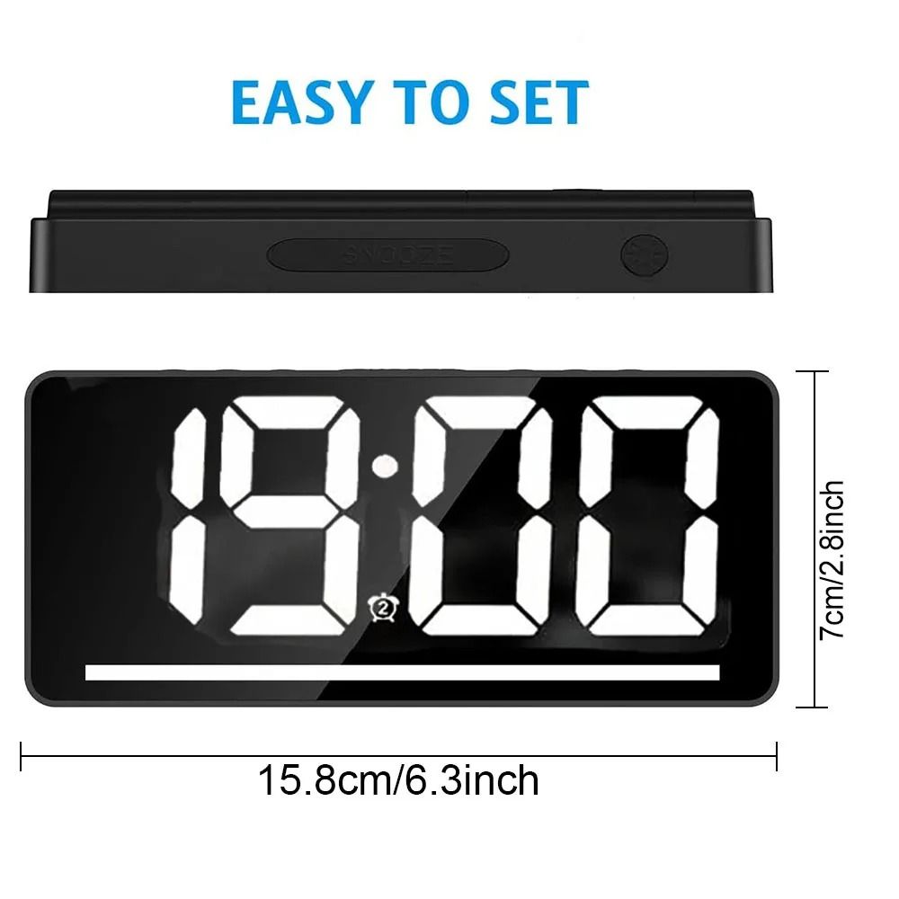 Large Display Digital Alarm Clock LED Table Clock with Temperature and Night Light