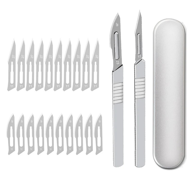 Carbon Steel Carving Scalpel Blades & Handle Kit - DIY Cutting & Repair Tool with Non-Slip Handle