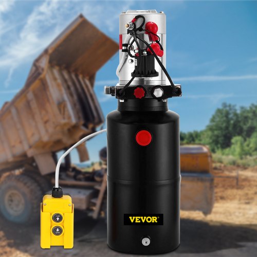 Hydraulic Power Unit DC Double Acting Pump, Quart Steel Reservoir Hydraulic Pump for Dump Trailers, Car Lift & Hydraulic