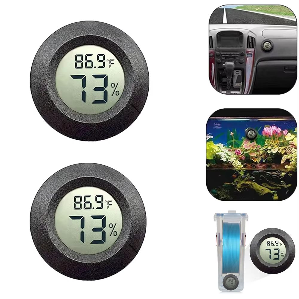 Mini Hygrometer Thermometer, Round Digital LCD Monitor for Indoor Room, Fahrenheit & Celsius Humidity Temperature Gauge